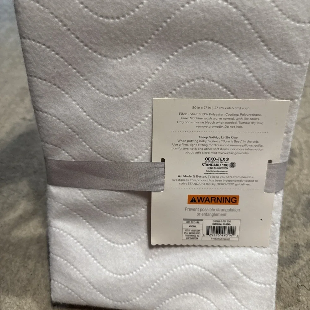 Cloud‎ Island Waterproof Crib / Toddler Fleece Mattress Liner  Set Of (2) New